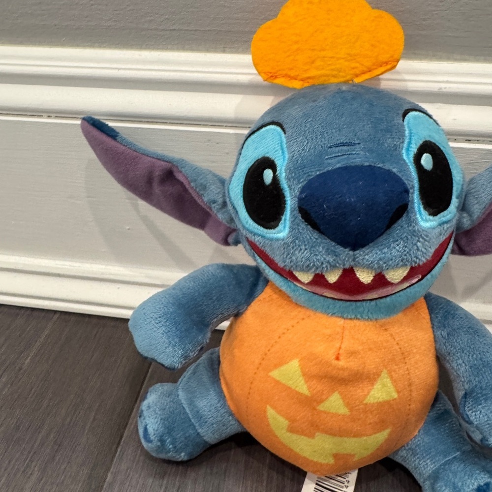 Disney Lilo & Stitch Blue Orange Pumpkin Stitch Plush Halloween Stuffed Animal - Picture 4 of 7